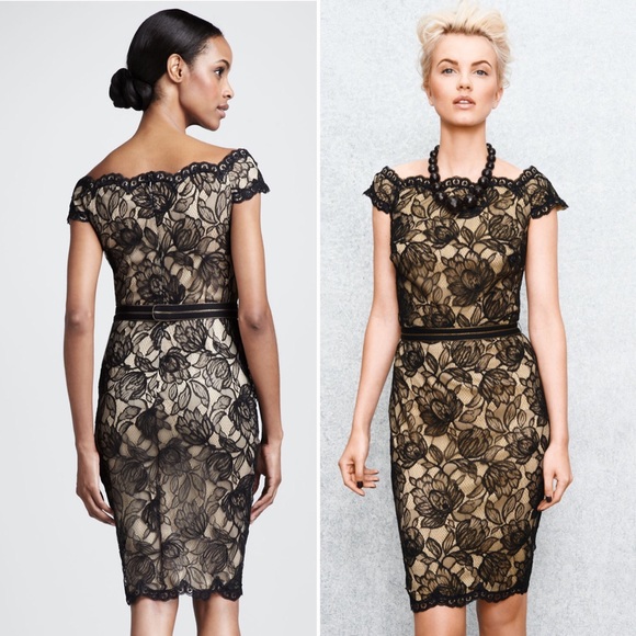 Tadashi Shoji Lace Black Off Shoulder Dress - Picture 1 of 8